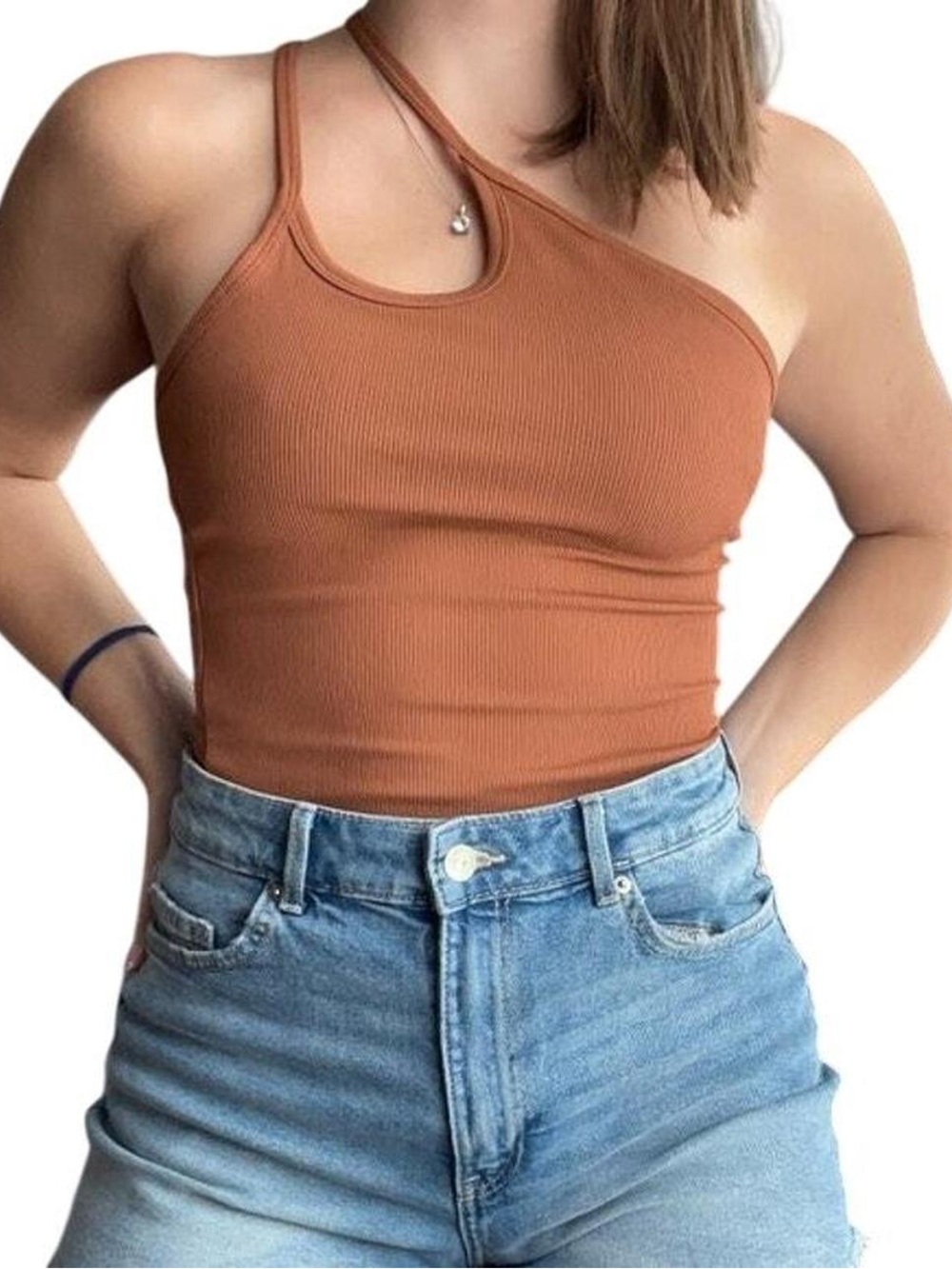 NWT Abercrombie Asymmetrical Rust Top Bodysuit